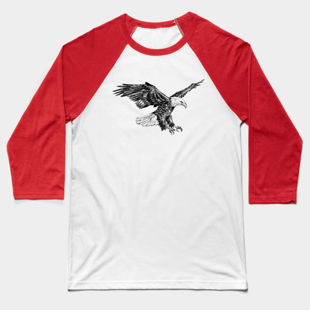 Bald eagle sketch Baseball T-Shirt by rachelsfinelines
